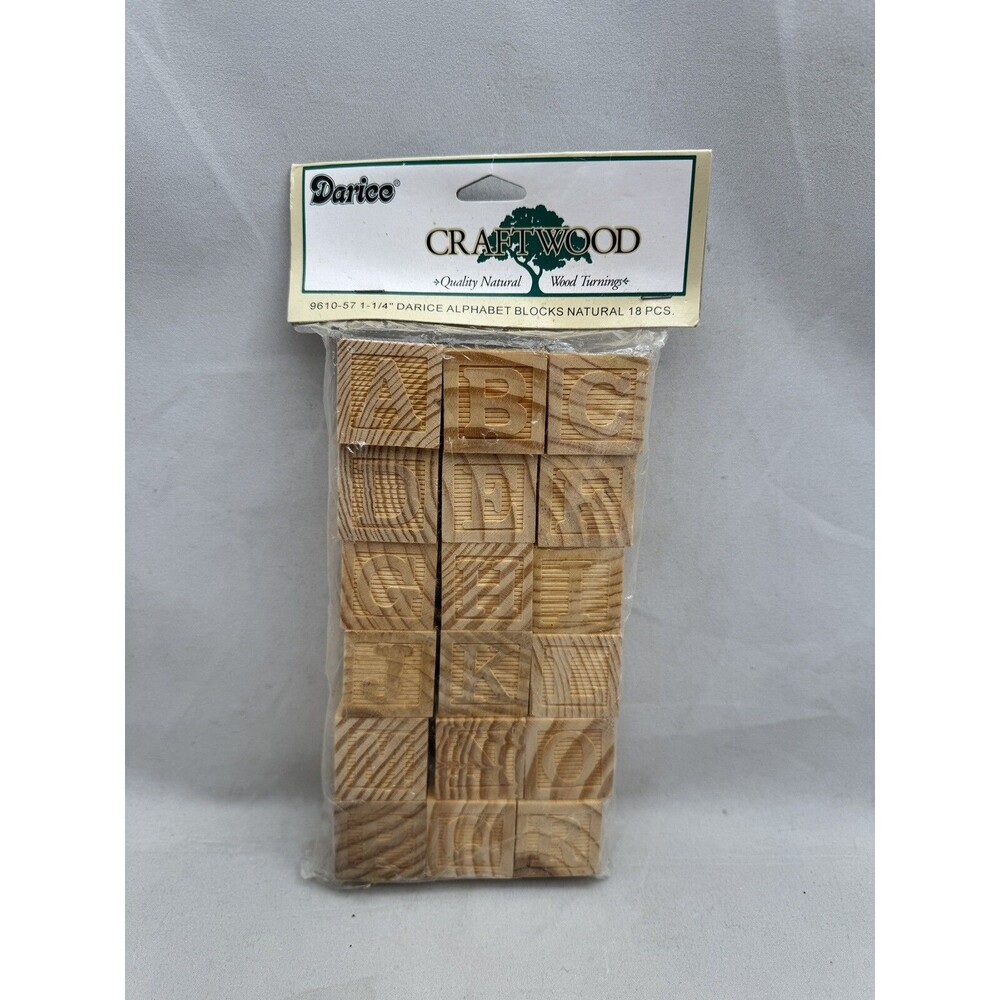 Darice Natural 1 1/4 inch Wood Blocks Full Alphabet A-Z Letters 18 Crafts